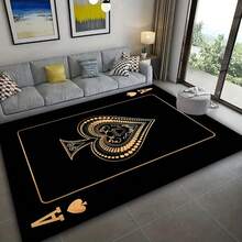 1 Piece Washable Spade A Poker Pattern Carpet, Suitable For Living Room, Bedroom, Entertainment Venue, Bar Decoration, Game Room Area, Perfect For Party Decoration, Bedroom Decor, Small Rug, Carpet, Home Decor, Living Room Carpet, Living Room Small Rug, Bedroom Carpet, Living Room Home Decor, Outdoor Rug, Cleanable Carpet - Multicolor - View 1