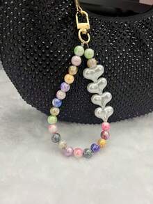 彩色串珠包挂饰，心形装饰，情人节礼物，旅行必备，可爱钥匙挂绳 - 彩色 - 查看 1