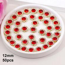 50 piezas/paquete, 8mm, 10mm, 12mm, 14mm, modelos mixtos, brillantes cristales de rhinestones con diseño de flor, base dorada, cristales de rhinestones brillantes adhesivos planos DIY para coser - multicolor - Ver 10