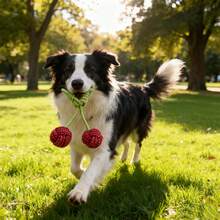 3pcs Dog Chew Toys With Knot Ropes, Suitable For Small & Medium Breed Puppies, Durable Teeth Cleaning, Cherry Knot Design - Multicolor - View 5
