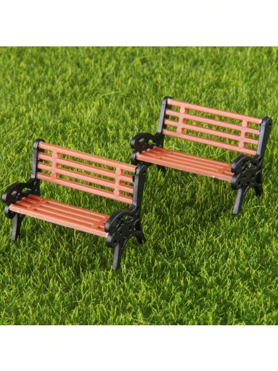 5 piezas Sillas de jardín en escala 1:30/50/75/100/150, Sillas en miniatura para muñecas, Construcción de calle ferroviaria y jardín, Decoración del hogar, Juguetes - Multicolor - Ver 1
