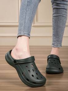 Zuecos transpirables unisex, adecuados para todas las estaciones, ligeros, antideslizantes, silenciosos, multifuncionales para uso en interiores/exteriores - Verde militar - Ver 4