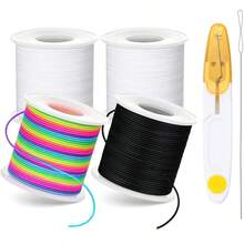 SMI Fine Stretchable Bracelet Making Kit, Includes Scissors And Beading Needles, 4 Rolls Of Elastic Cord, 1mm Stretchy String, Suitable For DIY Crafts, Jewelry Making, Sewing Necklaces, 660ft Long, Colors Include Black, White, Rainbow - Multicolor - View 13