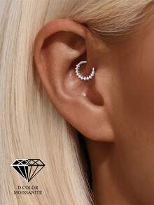 1 pieza Pendientes de Moissanita de plata esterlina S925 chapados en oro blanco de 18K. Pendientes de botón hipoalergénicos de Moissanita para mujeres y hombres, regalo para San Valentín, aniversario, cumpleaños, Día de la Madre - Plateado - Ver 2