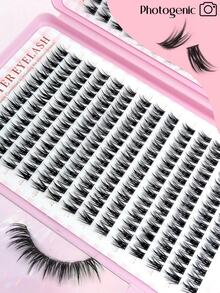 Asiteo 392片D型卷翘漫画风DIY假睫毛套装，包含单根假睫毛、刷子和镊子，尖刺漫画风格假睫毛，自然浓密，单簇假睫毛打造自然水润妆效，日韩风格妆容，轻盈飘逸的仿貂毛假睫毛。适合旅行、日常佩戴（适合新手）、婚礼、约会、派对、节日、开斋节等场合。 - 彩色 - 查看 6