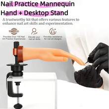 Silicone Nail Practice Hand, Flexible Lifelike Hand Model For Acrylic/Gel Nail Art Training, With Non-Slip Base, Ideal For Nail Students, Beginners And Salon Trainees, Great Christmas And Graduation Gift, 360° Rotatable Wrist, Detachable Fingers - Multicolor - View 3