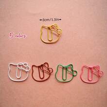 30pcs/Set Cat Shaped Paper Clips - 5 Mixed Colors (White/Pink/Red/Green/Yellow), Cute Kitty Desk Organizer Clips, Cat Themed Office Supplies, Suitable For Party Favors, Cat Lover Gifts - Multicolor - View 5