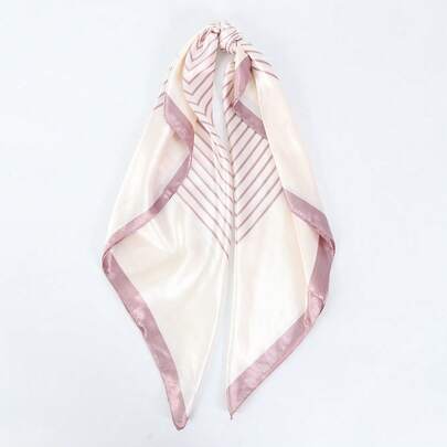 Lenço Feminino Estampa Geométrica Elegante Toque Acetinado 90cm X 90cm