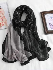 1pc Crinkled Patchwork Leopard Polka Dot Geometric Print Scarf