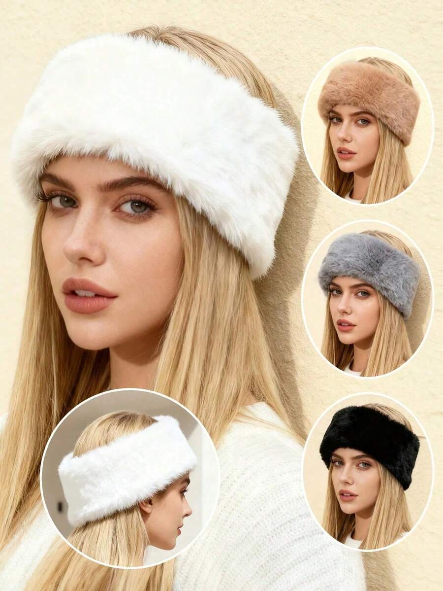 1Pc Empty Top Hat Winter Hat Women Faux Fur Headband,Ear Protection To Keep WarmPlush Headband Earmuff - 1Pc - View 1