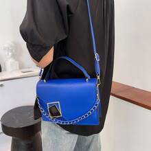 2026新款女士手提包，时尚单肩斜挎包，纹理链条肩带手提包，小方包 - 白色 - 查看 4