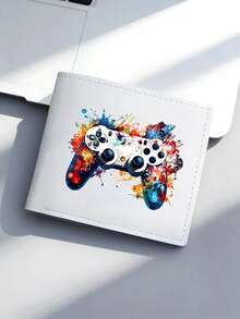 1pc Men's Game Controller Printed Wallet, Multi-Card Slots Fashion Billfold, Suitable For Valentine's Day, Father's Day Gift - Multicolor - View 3