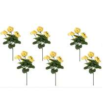Artificial Geraniums Fake Flowers For Outdoors Decoration, 4/6 Bundles Silk Geraniums Red Flower UV Resistant Look Real Faux Plants For Front Door Garden Porch Planter Patio Balcony Yard Indoor Home - 黃色 - 查看 8