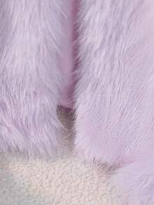 女童粉色人造毛皮长袖夹克，时尚秋冬女童人造毛皮大衣