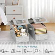 1 Piece Super Large Capacity Baseball Cap Storage Rack - A Large Capacity Stackable Cap Storage Container With A Transparent Window, Foldable Cap Storage Box, Which Can Accommodate 12-24 Caps, Suitable For Closet Or Travel Wardrobe - Grey - View 5