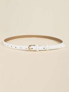 1pc Women Black Fashionable Solid Skinny Belt For Daily Life Summer, School Fall, Autumn, Halloween - 白色 - 查看 12
