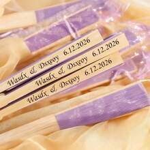 Customized Wedding Hand Fan, Personalized Wedding Gift Fans, Wholesale Engraved Bride Party Favors, Handmade Romantic Wedding Fans, Bridesmaid Gifts - 彩色 - 查看 8