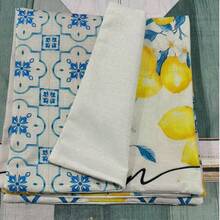 4PCS Lemon Spring And Summer Pillowcase, Blue Plaid Bamboo Summer Sofa Cushion Cover, Single-Sided Without Pillow Insert - Blue and Yellow - View 4