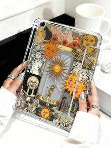 11-Inch Tablet Protective Case With Sun Tarot Card Patchwork Pattern, Suitable For Air M3 2025/M2 2024, Air 5th Gen 2022, 11th Gen 11-Inch 2025, Galaxy Tab, Kindle Paperwhite 12th Gen 2024, Transparent Back, Fashionable Pattern, Auto Sleep/Wake, Airbag Protection, Suitable For Gifts And Office Use - Multicolor - View 5