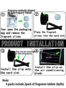 4个透明甜美五瓣花汽车出风口香氛夹，可爱花卉汽车内饰香氛扩散器装饰夹 - 果凍花朵 - 查看 7