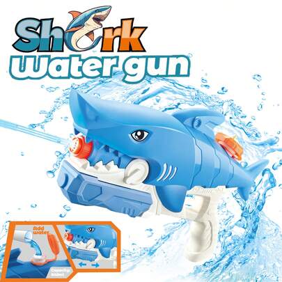 3-Nozzle Shark Shaped Water Gun, Pull-Trigger Water Blaster Toy With Large Capacity, Suitable For Water Fights And Water Games