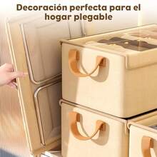 NUEXRY Cajas de Almacenamiento Cajones Organizadores 6pcs Organizador B de Almacenaje con Tapa Pble Organizador de Tela para Arma Ropero Estantería y Oficina ige - Beis - Ver 5