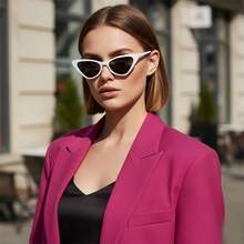 一副男女通用复古猫眼塑料框眼镜，适合派对、运动、郊游、度假、旅行、海滩、驾驶、街头、假期、钓鱼、户外活动、街头服饰等场合。 - 大紅色 - 查看 5