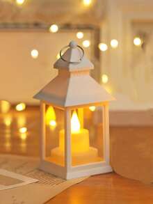1pc Vintage Home Decor LED Lantern Light, Battery Included, Portable Wind Lamp, Suitable For Holiday Room Tabletop Decor, Wedding Party Festival Decoration Lights, Bedroom Candle Lantern. Hanging Lantern, Black Lantern Light - Màu vàng - Xem 12