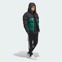 Adidas Nike Sportswear Metro Therma-FIT 品牌logo寬鬆連帽保暖麵包羽絨外套 女款 綠古色