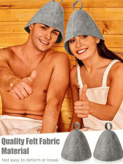 Felt Sauna Hat With Hanging Loop - Quick Dry Hot Spring Bath Cap, Sweat-Absorbing Steam Bath Hat, Available In Solid Colors And Printed Styles, Bathroom Supplies, Home Living, Hats, Hair Accessories, Holiday Essential, Bedroom Supplies