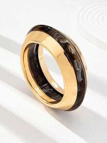 1件装厚树脂手镯，女士多层厚手镯套装，棕色亚克力手镯，日常基本款饰品 - 彩色 - 查看 33