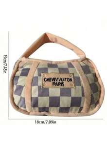 一套格子宠物咀嚼玩偶，带发声器和手提袋，骨头形状毛绒耐用宠物咀嚼玩偶 - 彩色 - 查看 2