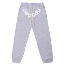 SP5DER Spider Worldwide Tracksuit Hoodie Cobweb Pattern Print Unisex Sweatshirt Men Women Graphic Outwear, Tracksuit Pullover Sweatshirt For Women Men Matching Hoodies For Couples - Grey/pants - 查看 3