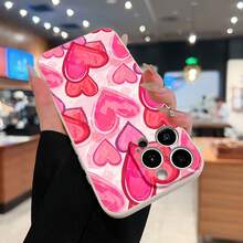 Estuche para teléfono con patrón de corazón colorido Compatible con estuches para teléfonos   17  16 Pro Max  15 Pro Max  13 y  12 Hecho de material TPU bordes rectos clásicos acabado mate que brinda protección contra golpes y caídas Un gran regalo para familiares, amigos, seres queridos, novios / novias y para aniversarios Día de San Valentín y otras festividades - Blanco - Ver 6