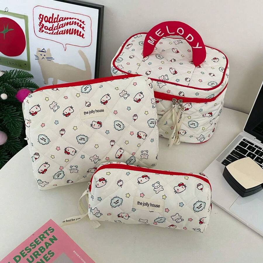 Túi đựng mỹ phẩm hoạt hình Sanrio, túi đựng đồ trang điểm dung tích lớn dành cho sinh viên ký túc xá, túi đựng đồ dùng vệ sinh cá nhân khi đi du lịch, đồ trang trí phòng trang điểm. - Nhiều màu - Xem 1