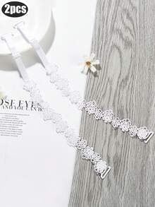 6件/4件/2件蝴蝶兰蕾丝花朵内衣肩带女士无缝性感防滑肩带文胸弹性带配件可露出，百搭美观的后背宽幅设计。 - 彩色 - 查看 11