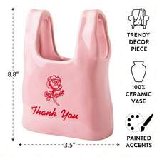 Pink Bodega Shopping Bag Ceramic Vase, 5.9" L X 9" H - 粉色 - 查看 5