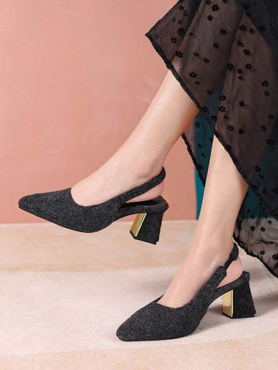 2026 New French-Style High HeelsFeatures A Chic Slingback Design, A Sophisticated Wide Strap, Elegant, And A Comfortable Chunky Heel. Perfect For Pairing With Skirts, This Unique Pump Offers A Timeless And Feminine SilhouetteA Bohemian Style That Is Refined And Appropriate For The Office Commute.