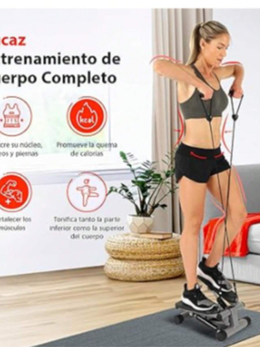 S un ny H eal th & F itn ess Mini Stepper para Ejercicio en Casa, Máquina de Ejercicio de Escaladoras con Faja de Resistencia, Movimiento Twist Opcional y Conexión con la App SunnyFit Gratis - Gris - Ver 1
