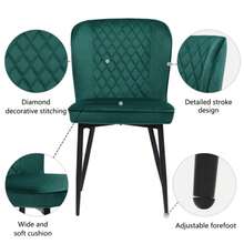 Dining Chairs (6 Pieces), Dark Green, Designer Upholstered Chair With Backrest, Velvet Metal Seat Frame - Green - View 6