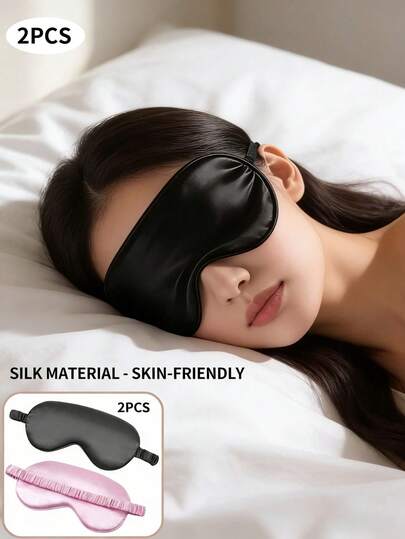 2 pezzi Maschera per gli occhi in seta di gelso, maschera per gli occhi traspirante e oscurante, maschera per gli occhi efficace per il blocco della