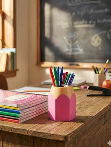 Lindo soporte para bolígrafos con forma de lápiz, organizador de escritorio multicolor creativo que también sirve como soporte para brochas de maquillaje, divertido y adecuado para decoración del aula y regalos del Día del Maestro. Diseño de jarrón de lápiz, organizador de artículos de papelería para el escritorio, almacenamiento de artículos de papelería multifuncional, adecuado para la decoración de la oficina y el hogar, artículo de papelería perfecto para volver a la escuela. - Multicolor - Ver 6