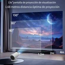 Mini Proyector Portátil, Soporte Nativo 1080P con Decodificación 4K, 200 Lúmenes ANSI, Equipado con Sistema Operativo Android 11, WiFi 6, Soporte Giratorio de 180°, Proyector de Video para Equipo de Oficina - Blanco - Ver 3