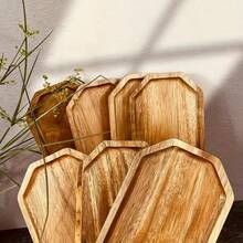 Oval Rustic Wooden Serving Platter - Acacia Wood Plate For Appetizers, Cheese, Bread, Fruits, Vegetables, Dips - Shallow Dinner Plate, Housewarming Gift - Rust Brown - View 3