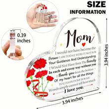 1pc "Dear Mom I Love You" Heart Acrylic Plaque, Meaningful Letter Gift From Daughter & Son, Sentimental Mother's Day Keepsake - Multicolor - View 3
