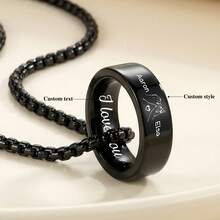 1pc Personalized Engraved Name Ring Necklace, Commitment Jewelry Gift For Boyfriend Or Girlfriend, Valentine's Day, Birthday, Anniversary - Multicolor - View 2