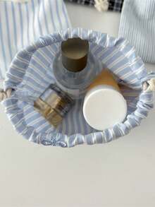 1Pc/Set Striped Drawstring Storage Bag Travel Makeup Drawstring Bag Skincare Bag Sanitary Napkins Bag Jewelry Organiser Lipstick Organiser Lip Oil Organiser Nail Polish Organiser Short Trip Essential Travel Organizer Set, Packing Cube Set, College Room Decor Bedroom Decor Travel Essentials For Valentine's Day Gift, Birthday Gift, Teacher's Day Gift, New Year Gift Back To School Supplies - Multicolor - View 9