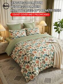 Bộ ga trải giường in số 2/3 món (1 ga trải giường + 1/2 vỏ gối, không kèm ruột gối), họa tiết lá xanh, bộ chăn ga gối thoáng khí, thoải mái, thân thiện với da, mềm mại, chống xù lông, phù hợp với giường đôi/giường cỡ Full/giường Queen/giường King, sử dụng được cả bốn mùa, màu xanh lá cây, đạt chứng nhận Oeko-Tex. - Nhiều màu - Xem 23