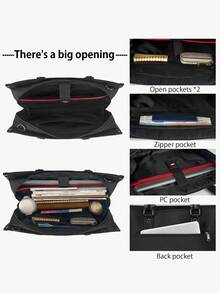 NEWHEY Business Bag For Men 15.6in Large Capacity Job Hunting Bag Waterproof Handbag Commuting Business Trip - Black - View 5