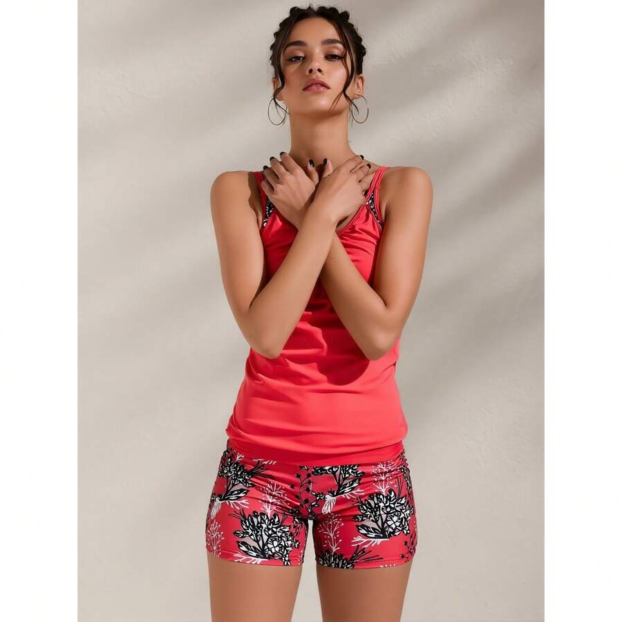 Tankini Swimsuits Two Piece Tummy Control Bathing Suits Blouson Swim Top With Boy Shorts For Women Plus Size Swimwear UPF 50+ Quick Dry - 多色1629 - 查看 1